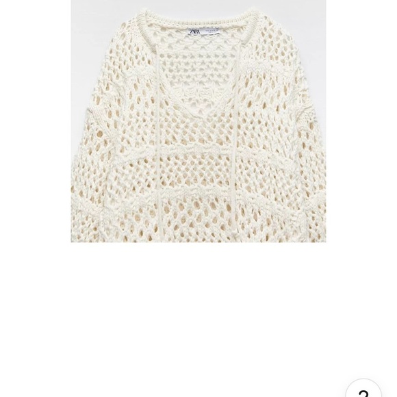 Zara open knit fringe trim sweater - Picture 5 of 14